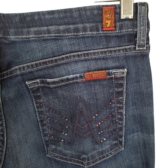 7 For All Mankind Womens Size 30 Jeans Swarovski Crystal A Pocket Stretch Flare - Picture 12 of 13